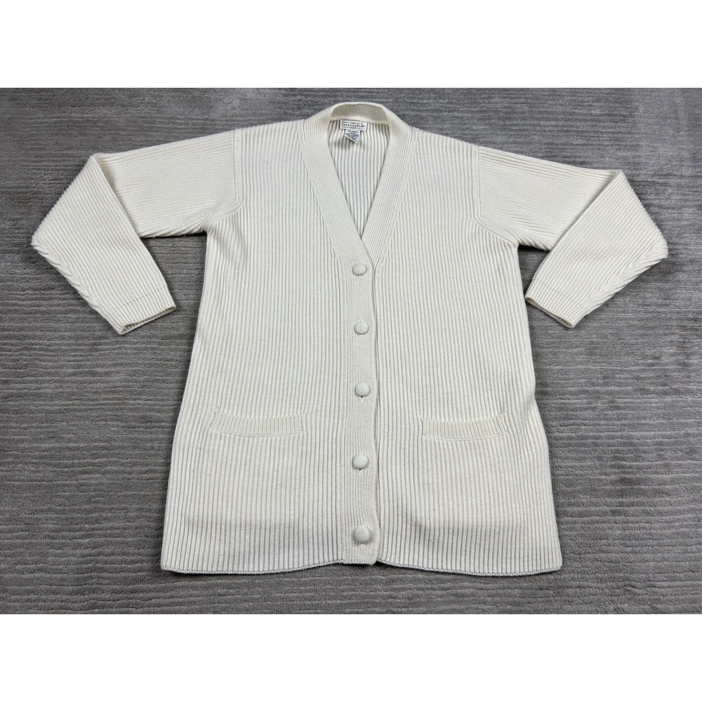 Vtg Yarnworks Cardigan Womens Small Chunky Ribbed Countryside Cottage‎ Academia
